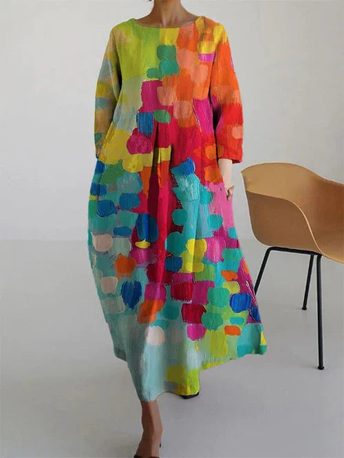 Jasmine | Vibrant Abstract Print Maxi Dress