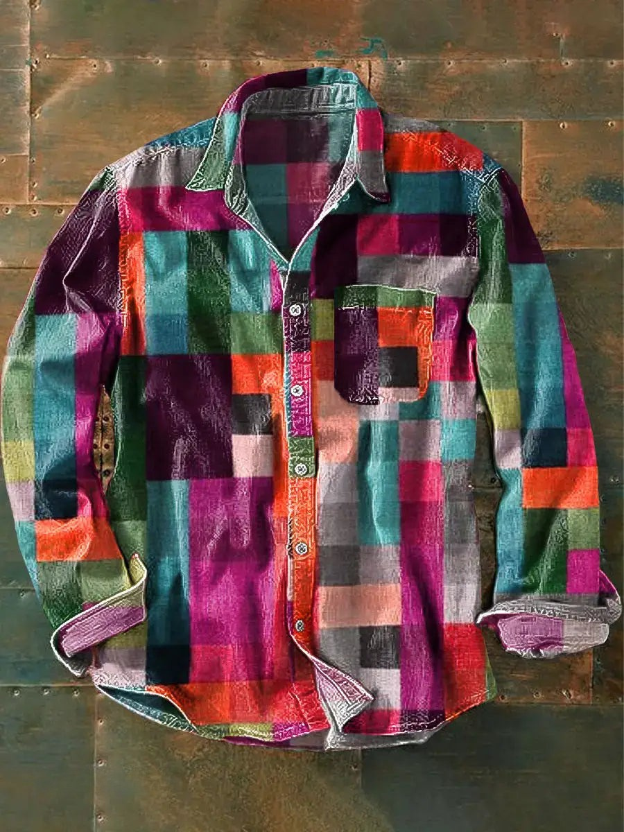 Logan | Stylish Colorful Patchwork Button-Down Shirt
