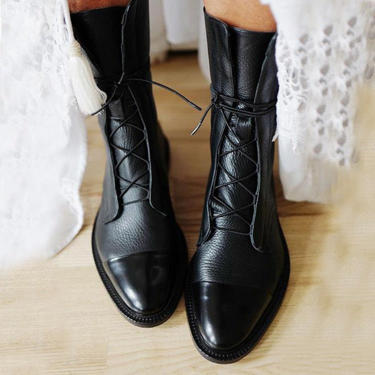 Aurelia™ | Stylish Lace-Up Leather Boots