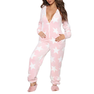 Jamie | Stylish Star Print Fleece Jumpsuit