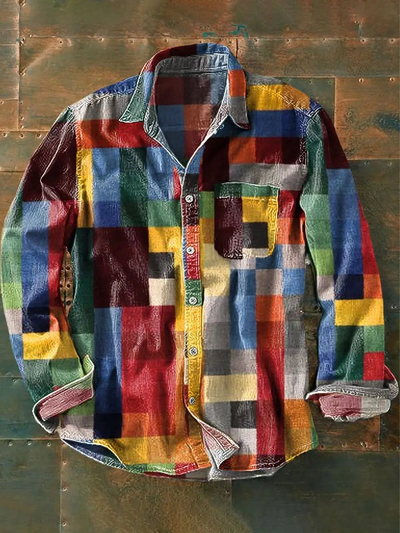 Logan | Stylish Colorful Patchwork Button-Down Shirt