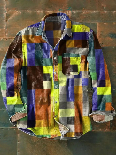 Logan | Stylish Colorful Patchwork Button-Down Shirt