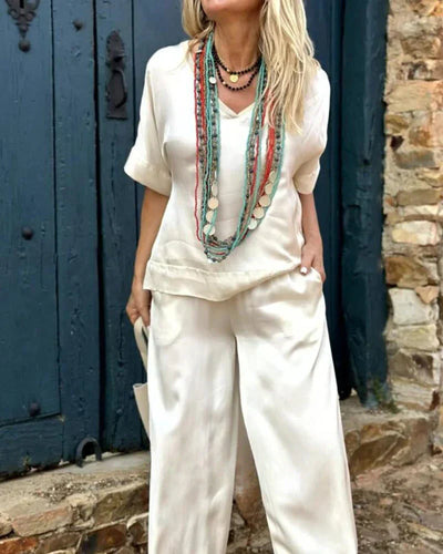 Rachel | Relaxed Fit Top Wide-Leg Pants Set