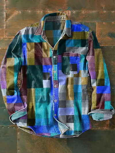 Logan | Stylish Colorful Patchwork Button-Down Shirt