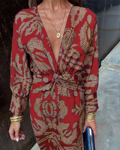 Daniella | Stylish V-Neck Paisley Wrap Dress