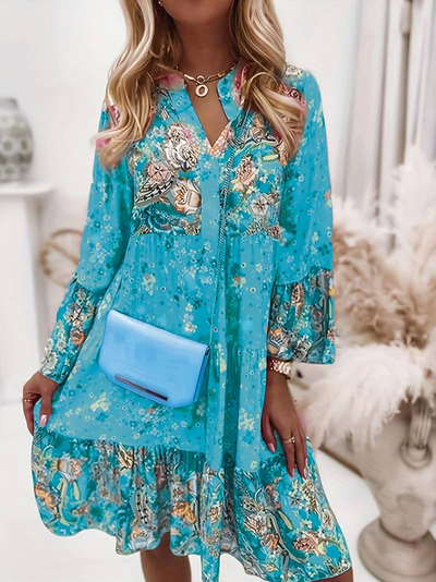 Malia | Floral V-Neck Ruffle Dress