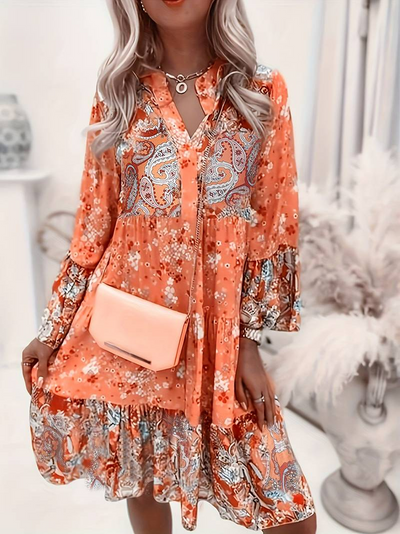 Malia | Floral V-Neck Ruffle Dress