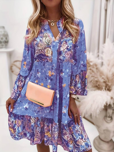 Malia | Floral V-Neck Ruffle Dress