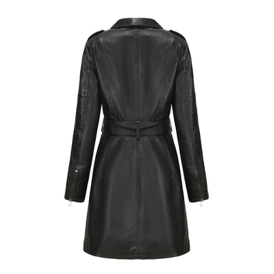 Liana | Stylish Long Leather Coat