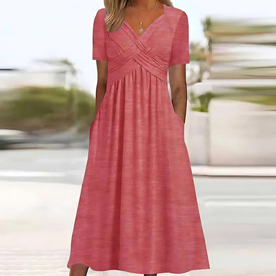 Nora | Stylish V-Neck Pocket Dress