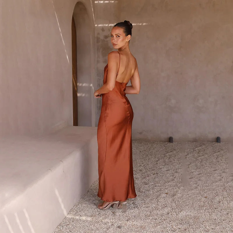 Eleanor™ | Satin Cowl Neck Maxi Dress