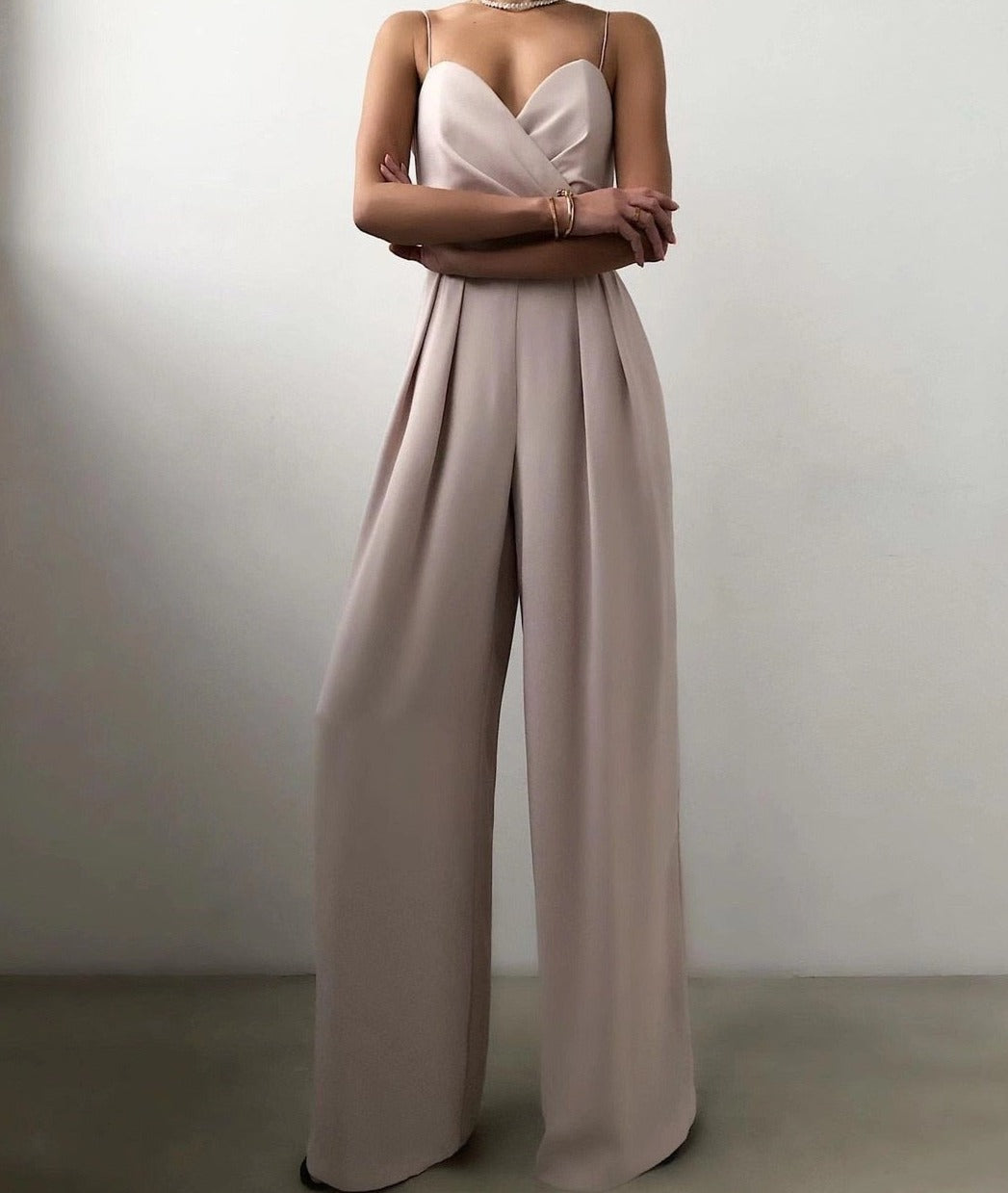 Freya | Elegant Spaghetti Strap Wide-Leg Jumpsuit
