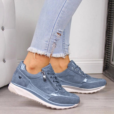 Audrey™ | Metallic Zip-Up Sneakers