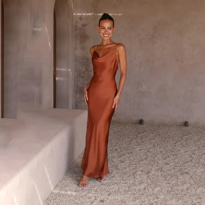 Eleanor™ | Satin Cowl Neck Maxi Dress