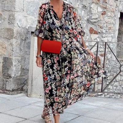 Liana | Stylish Floral V-Neck Maxi Dress