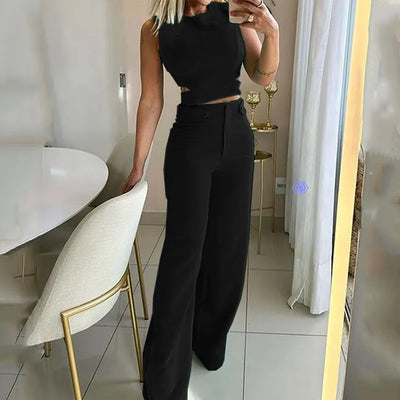 Isla | Stylish Sleeveless Cut-Out Top Wide-Leg Pants Set