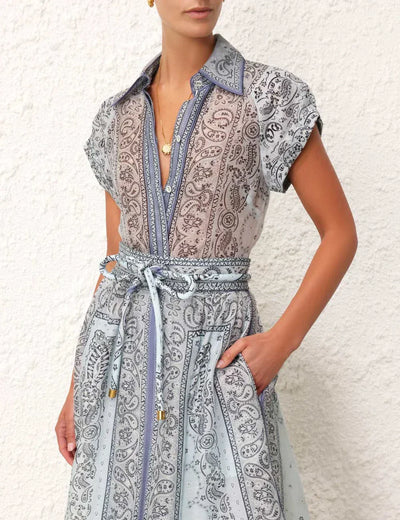 Lucia™ | Button-Down Belted Waist Dress