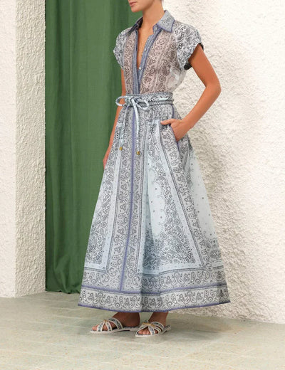 Lucia™ | Button-Down Belted Waist Dress