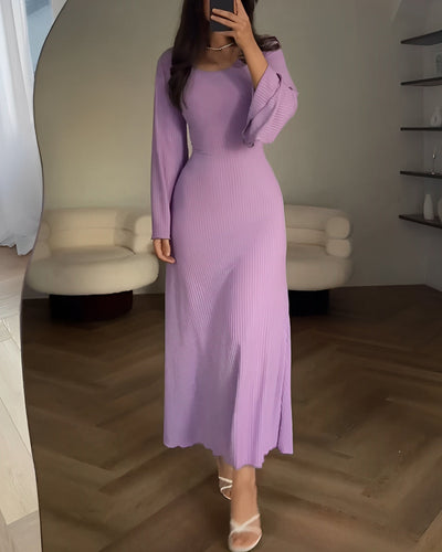 Ellie | Stylish Ribbed Long Sleeve Dress