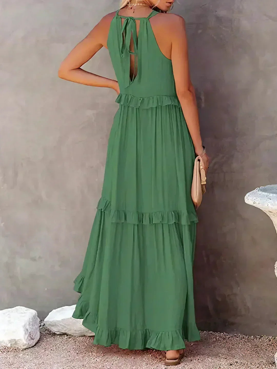 Meara™ | Elegant Halter Ruffle Maxi Dress