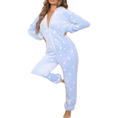 Jamie | Stylish Star Print Fleece Jumpsuit