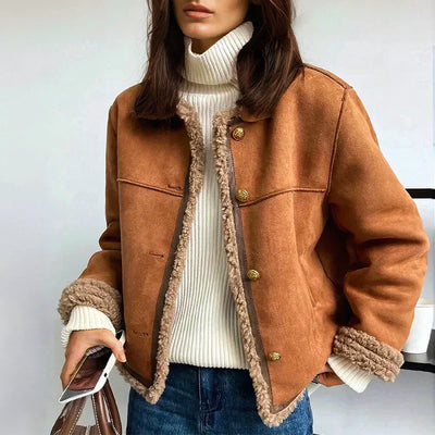 Evelyn | Stylish Button-Front Fleece-Lined Jacket
