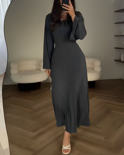 Ellie | Stylish Ribbed Long Sleeve Dress