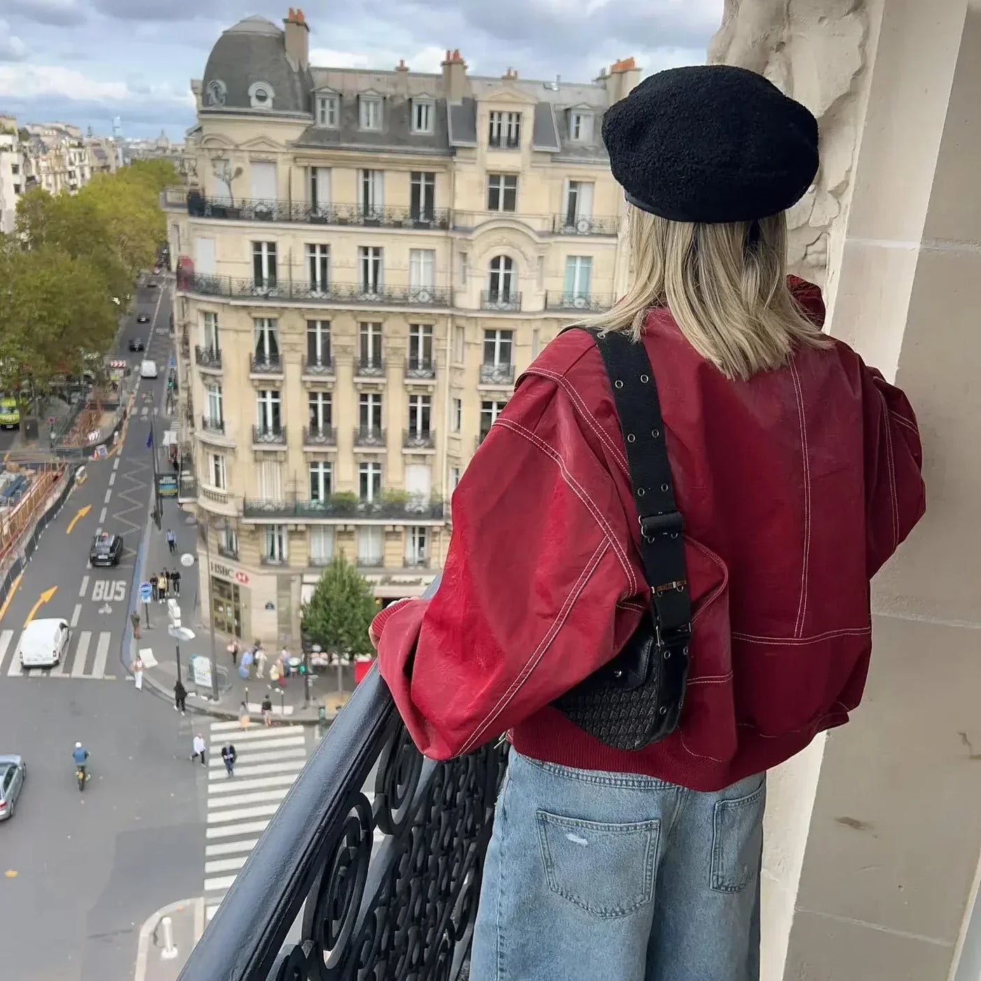Ingrid | Oversized Leather Bomber Jacket