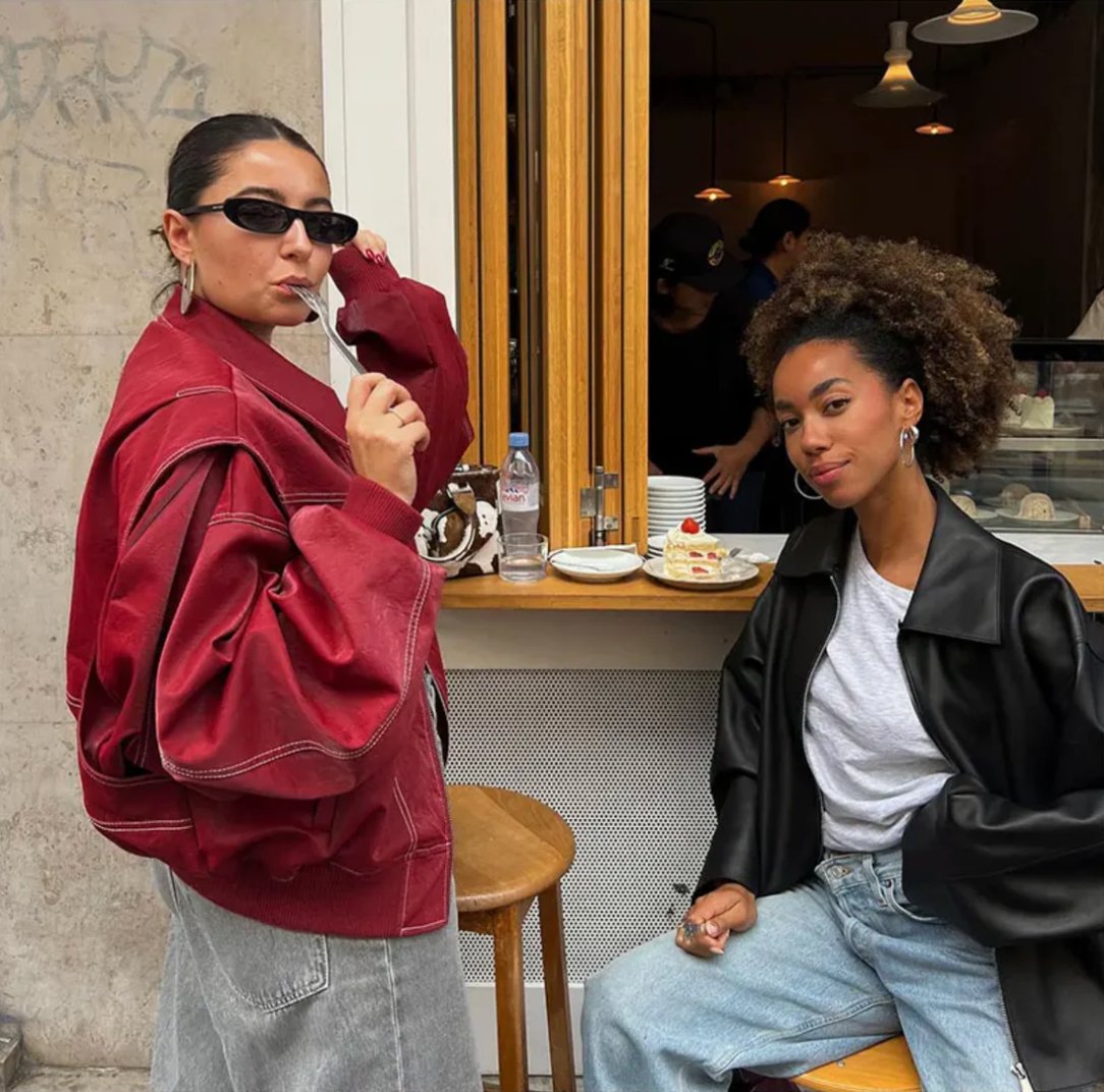 Ingrid | Oversized Leather Bomber Jacket
